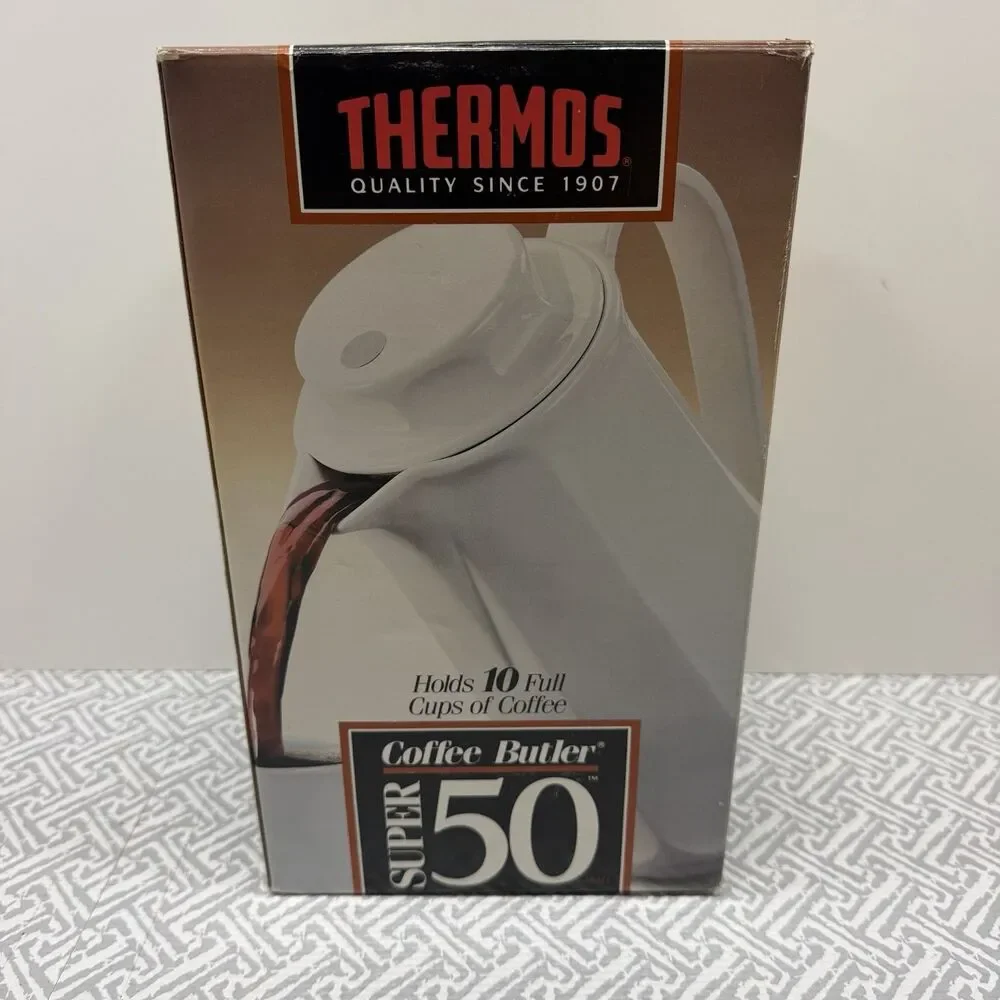 Vintage Thermos Coffee Butler Model 5000 Insulated Carafe 10 Cup White EUC